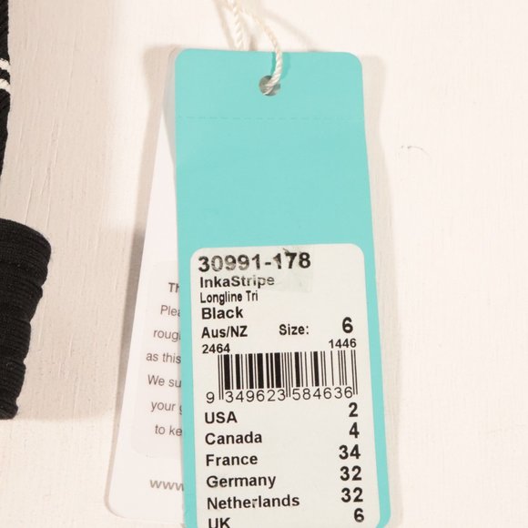 NWT Seafolly Inka Stripe Longline Tri Bikini Top in Black - Picture 5 of 12